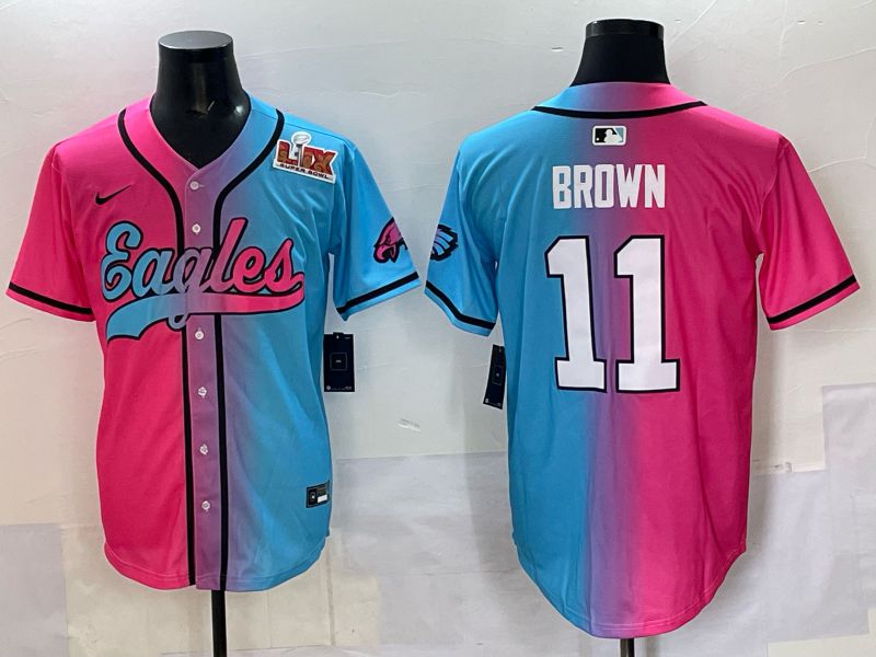 Men 2025 Philadelphia Eagles #11 Brown Blue pink Nike Limited NFL Jersey style 06->philadelphia eagles->NFL Jersey